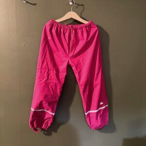 Girls Pink Rain Pants Waterproof Windproof Mud Dirty Proof Trousers Lightweight